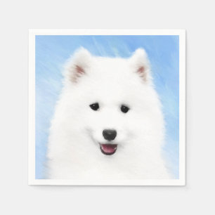 Samoyed Puppy Painting - Cute Original Dog Art Napkin
