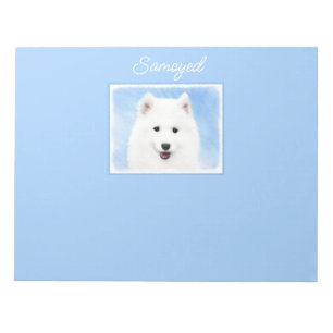 Samoyed Puppy Painting - Cute Original Dog Art Not Notepad