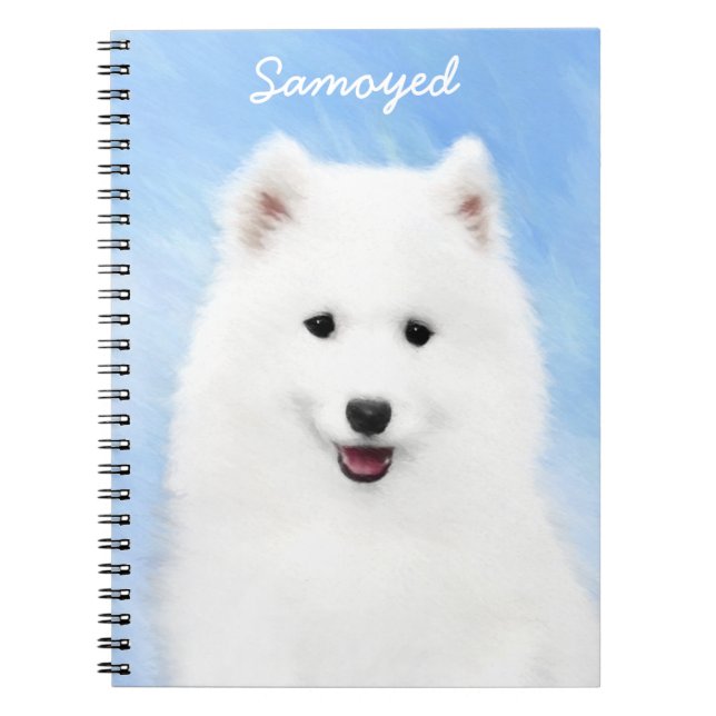 Samoyed Puppy Painting - Cute Original Dog Art Notebook (Front)