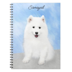 Samoyed Puppy Painting - Cute Original Dog Art Notebook