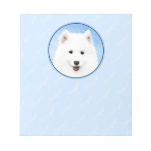 Samoyed Puppy Painting - Cute Original Dog Art Notepad
