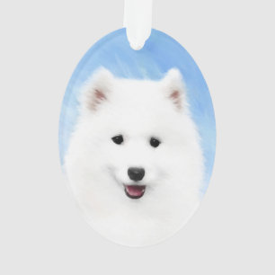 Samoyed Puppy Painting - Cute Original Dog Art Ornament