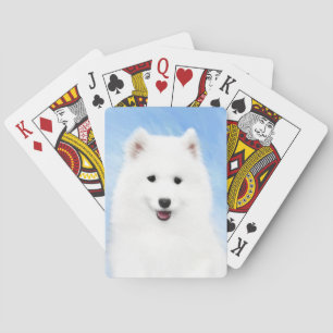 Samoyed Puppy Painting - Cute Original Dog Art Playing Cards