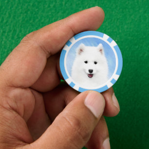 Samoyed Puppy Painting - Cute Original Dog Art Poker Chips