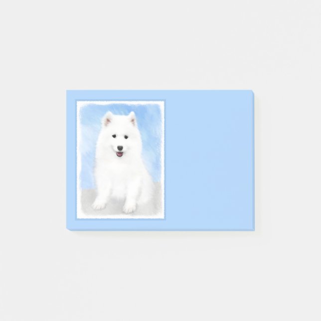 Samoyed Puppy Painting - Cute Original Dog Art Post-it Notes (Front)