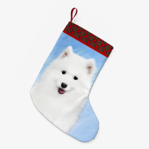 Samoyed Puppy Painting - Cute Original Dog Art Small Christmas Stocking