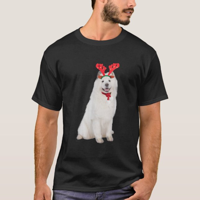 Samoyed Reindeer Christmas Dog Funny  T-Shirt (Front)