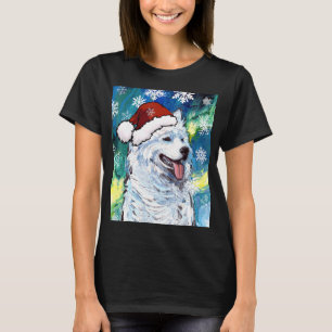 Samoyed Santa Northern Lights Night Dog Christmas  T-Shirt