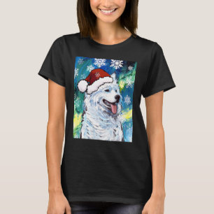 Samoyed Santa Northern Lights Night Dog Christmas T-Shirt