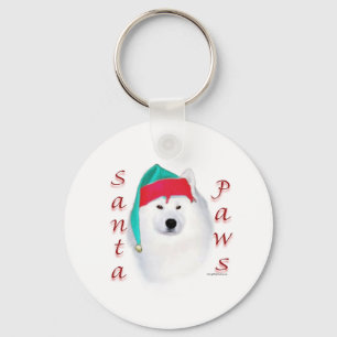 Samoyed Santa Paws Keychain