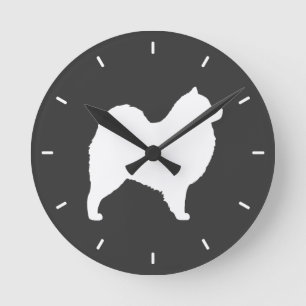 Samoyed Silhouette Round Clock