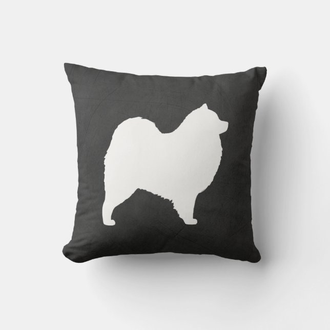 Samoyed Silhouette Throw Pillow (Front)