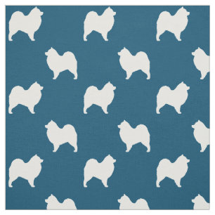 Samoyed Silhouettes Pattern Fabric