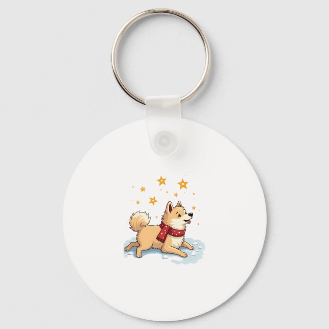 Samoyed Snow Angel Keychain (Front)