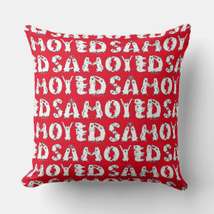 Samoyed Spelled in Samoyed Dogs Letters Funny Throw Pillow
