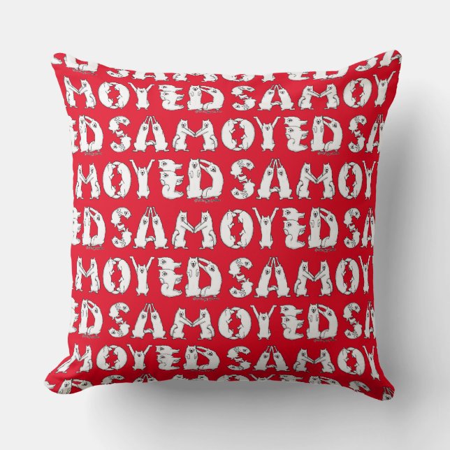 Samoyed Spelled in Samoyed Dogs Letters Funny Throw Pillow (Front)