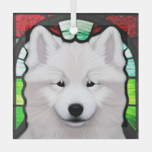 Samoyed "Stained Glass"  Glass Ornament
