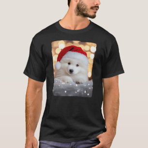 Samoyed Sweet Christmas Holiday Dog With Santa Hat T-Shirt