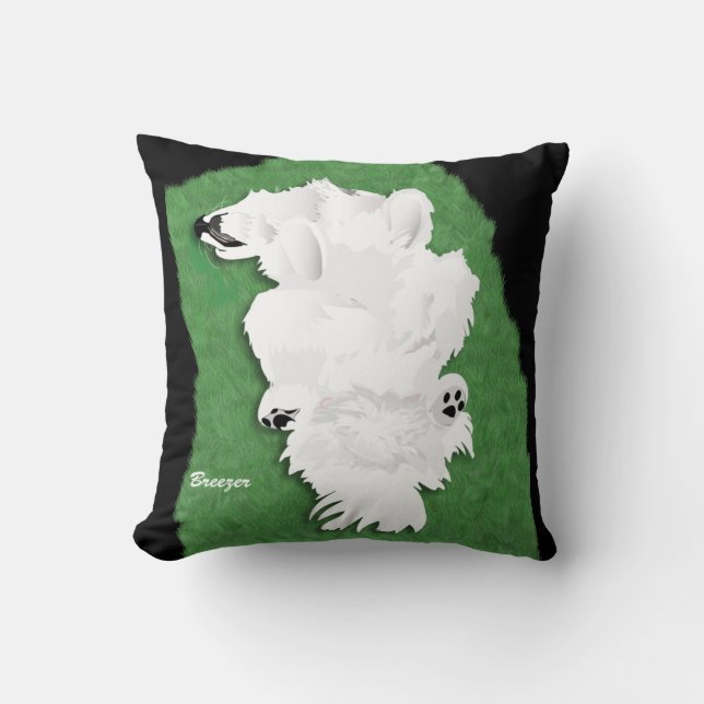 Samoyed Throw Pillow in 2 Sizes & Fabric Choice (Front)