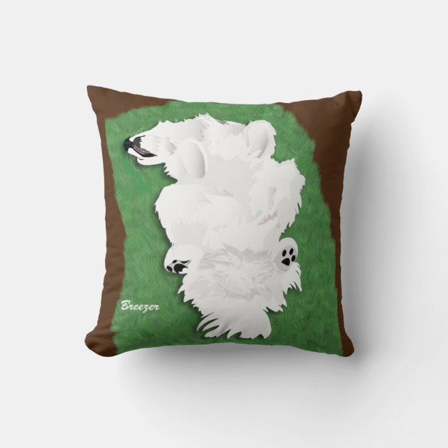 Samoyed Throw Pillow in 2 Sizes & Fabric Choice (Front)