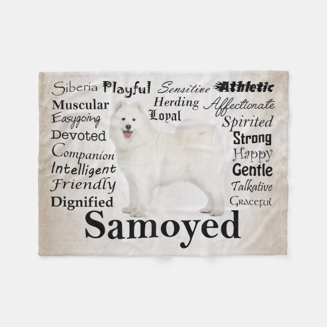 Samoyed Traits Fleece Blanket (Front (Horizontal))