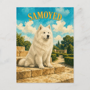 Samoyed, Vintage Watercolor Dog Art Postcard