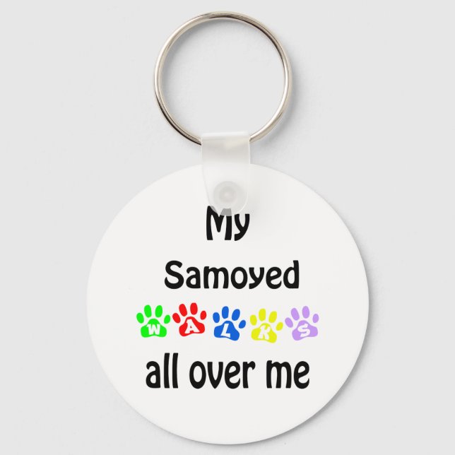 Samoyed Walks Design Keychain (Front)