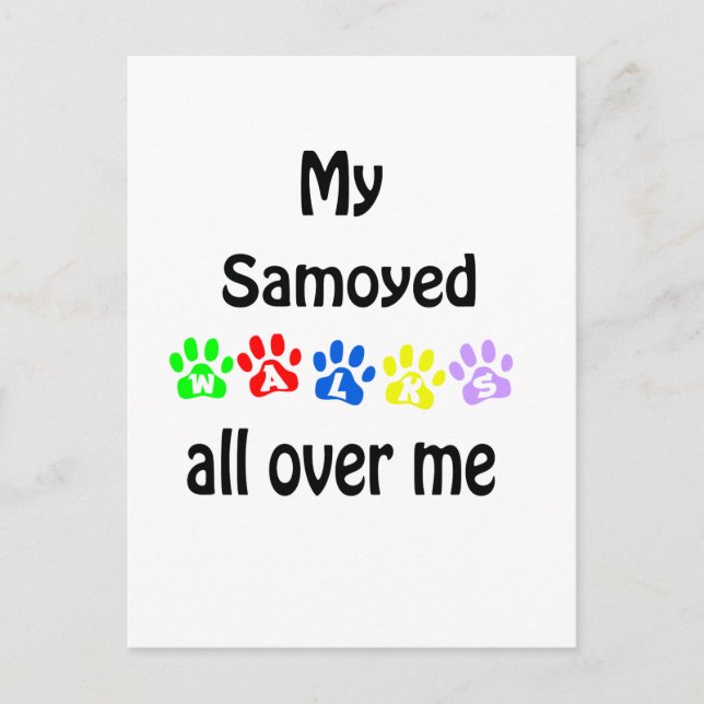 Samoyed Walks Design Postcard (Front)
