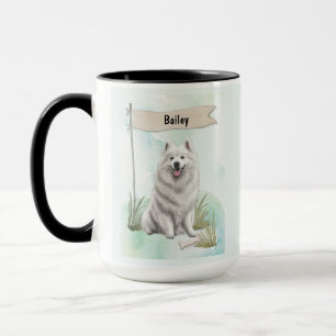 Samoyed Watercolor Personalized Dog Mug