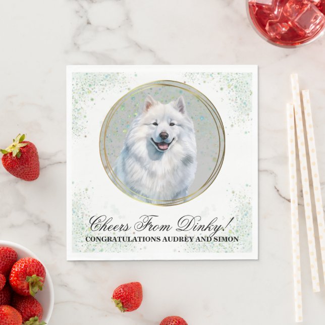 Samoyed Wedding Napkins With Dogs Photo (Insitu)