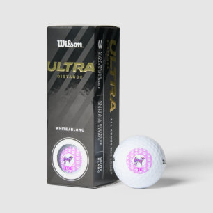 Samoyed White Dog Silhouette Paw Pink PY&B Golf Balls