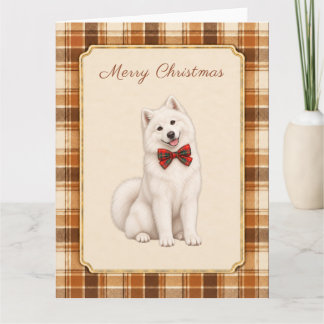 Samoyed Winter Christmas Tartan Card
