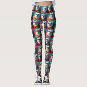 Samoyed with Heart Roses Valentine's Day Leggings
