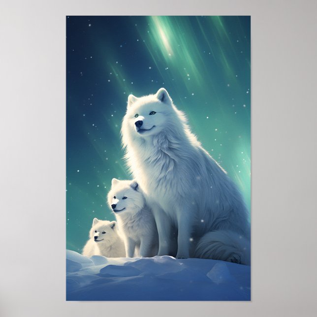 Samoyed With Pups  Poster (Front)