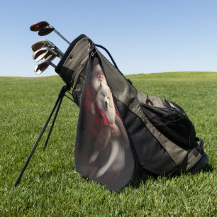 Samoyed With Santa Claus Festive Christmas Golf Towel