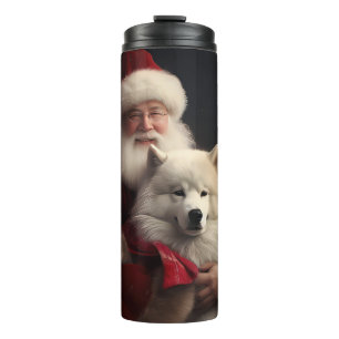 Samoyed With Santa Claus Festive Christmas Thermal Tumbler