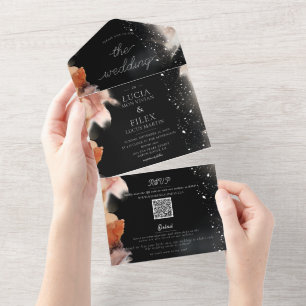 Sample Baho Black And Orange Colour Ink Wedding All In One Invitation