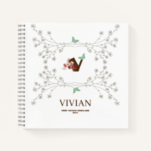 Sample Butterfly and Floral Frame Name Initial Notebook