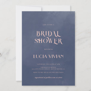 Sample Classic Navy Blue Smoke Bridal Shower Invitation