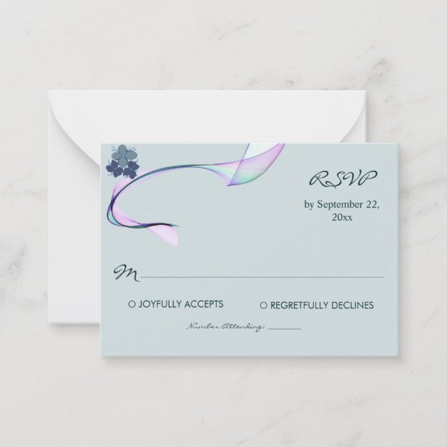 Sample classic purple green RSVP Card (Front)