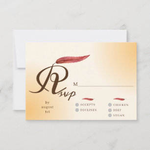 Sample Minimalist Autumn Cream Typography Wedding RSVP Card