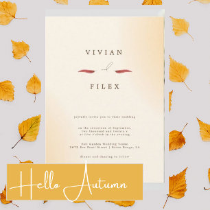 Sample Minimalist Cream Typography Photo Wedding Invitation