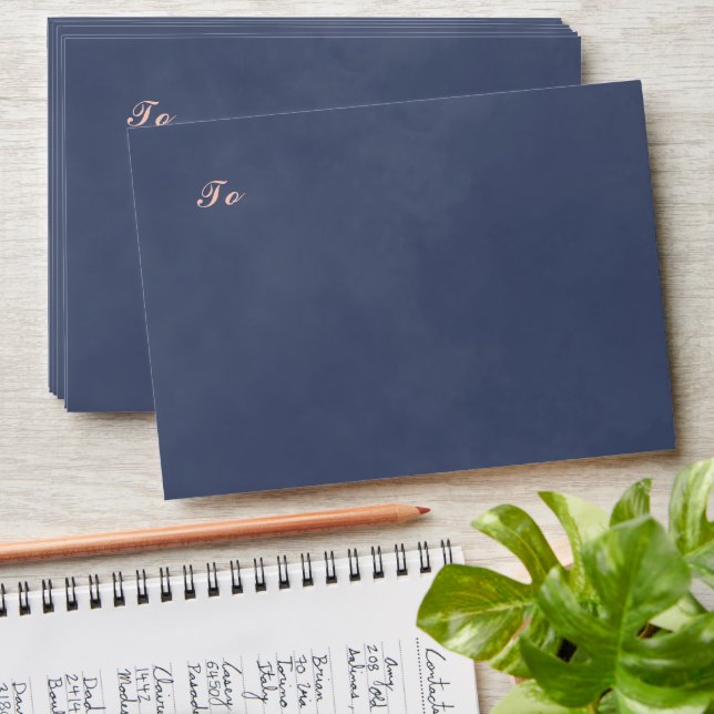Sample Navy Blue Smoke Wedding Envelope (Stacked)
