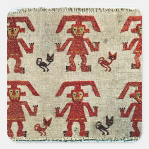 Sample of Lambayeque fabric with a figure Square Sticker