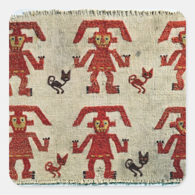 Sample of Lambayeque fabric with a figure Square Sticker (Front)