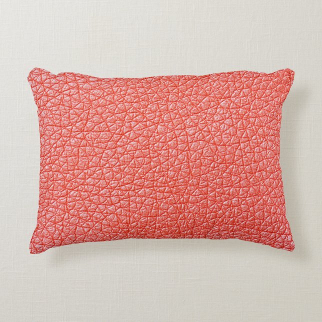 Sample of orange leather upholstery textureabstrac accent pillow (Front)
