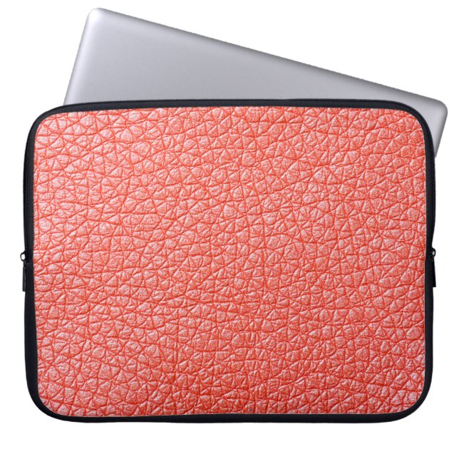 Sample of orange leather upholstery textureabstrac laptop sleeve (Front)