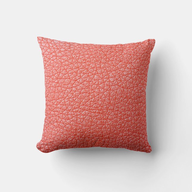Sample of orange leather upholstery textureabstrac throw pillow (Front)