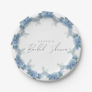 Sample Purple Floral Garden Blue Bridal Shower Paper Plate