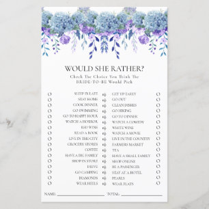 Sample Purple Floral Garden Bridal Shower Game